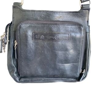Vintage Black Leather Shoulder Bag Purse 9.5” High 11.5" Wide FOSSIL 1954 75082